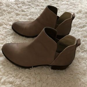 Beige slip-on ankle booties